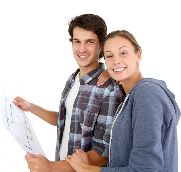 young couple happy about moving
